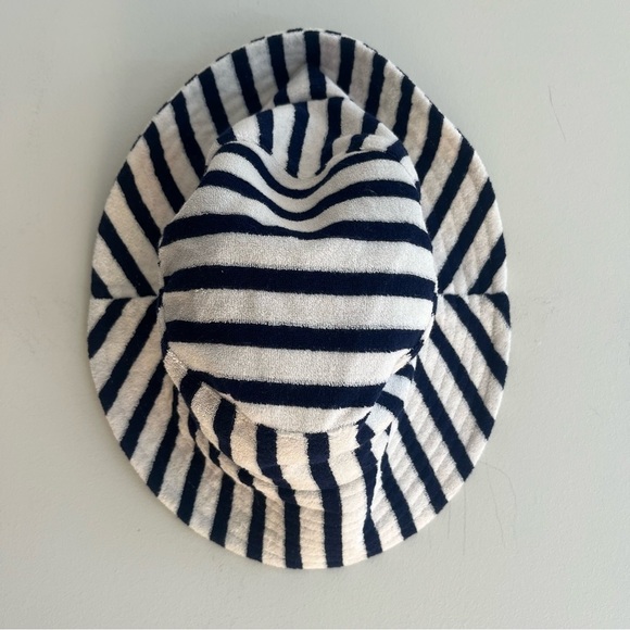 Love & Lore Terry Indigo Navy Blue & Off White Striped Bucket  Hat - Picture 3 of 9